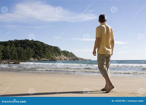 Man Walking Barefoot On A Tropical Beach Royalty-Free Stock Photography ...