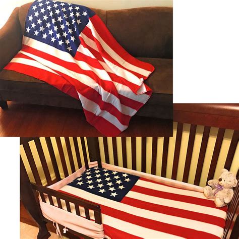 Usa American Flag Patriotic Throw Soft Fleece Blanket 50x60 Bedding De