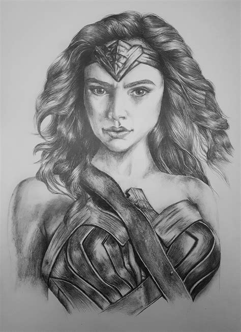 Gal Gadot As Wonder Woman A3 Pencil On Paper Rdrawing