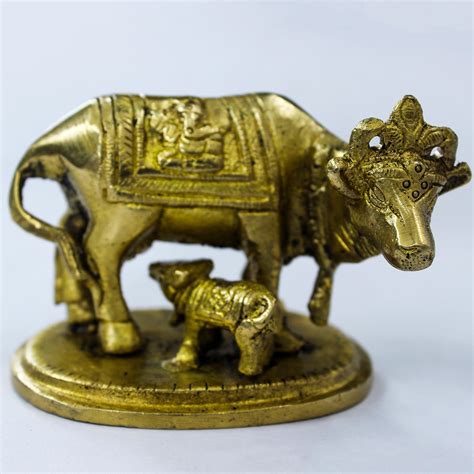 Buy The Holy Mart Brass Cow Calf Idol Kamdhenu Gau Krishna Cow