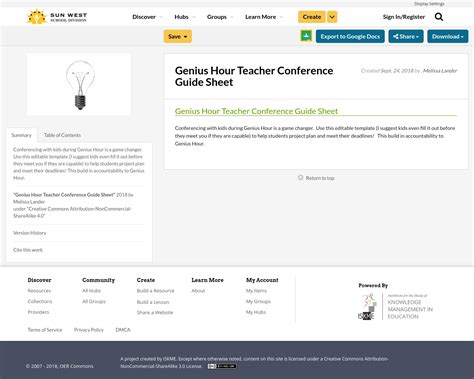 genius hour teacher conference guide sheet resource bank