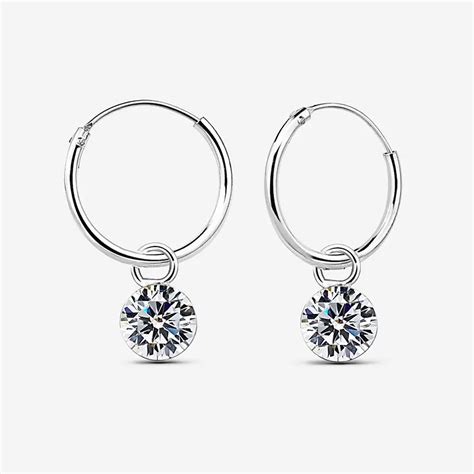 Silver Cz Crystal Charm Hoop Earring Wholesale925silver