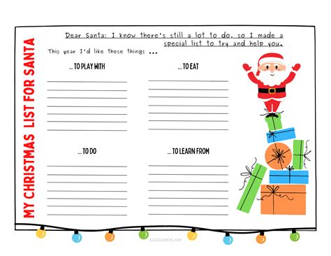 Printable Santa List Template - Printable Free Templates