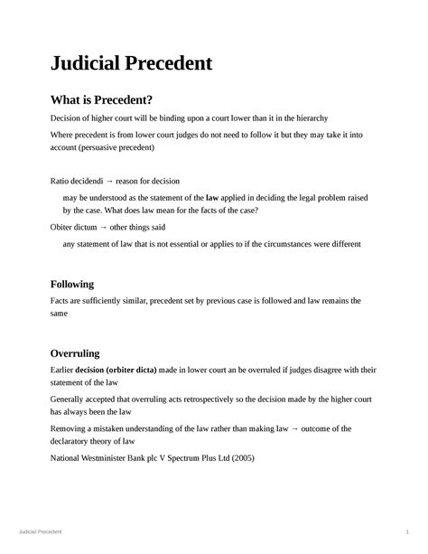 Judical precedent - Judicial Precedent What is Precedent? Decision of