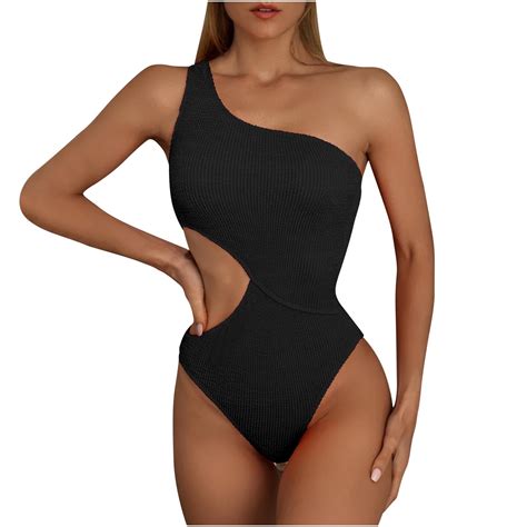 Ruimatai One Piece Swimsuits For Women Plus Size Modest Swimsuit Sexy Shoulder Bikini Solid Sexy