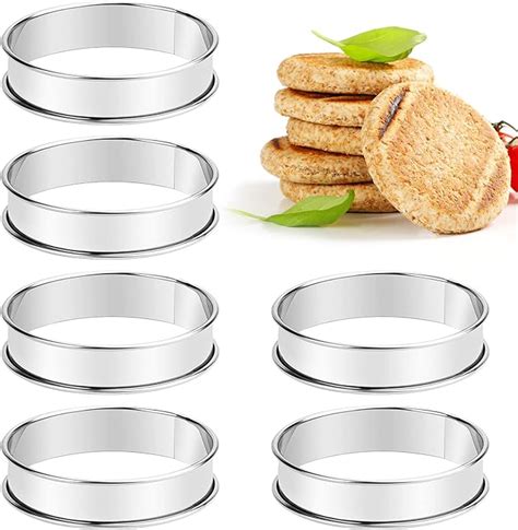 Inheming Pcs Crumpet Rings Cm Non Stick Double Rolled Tart Rings