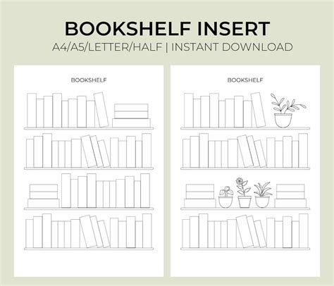 Bookshelf Printable Template Reading Tracker A5a4letterhalf Pdf Etsy