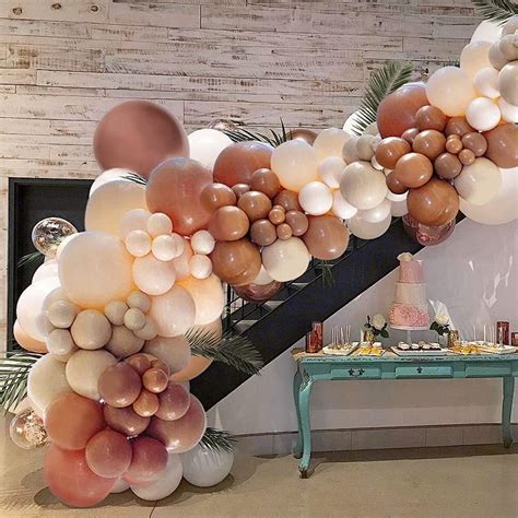 AYUQI Retro Apricot Balloon Garland Arch Kit Boho Nude Birthday Party