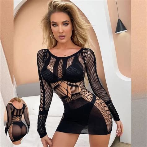 Nuisette Résille pour Femme Lingerie 7 0 Corps Sexy Transparent Sous Vêtements Ropa Mujer LencBR