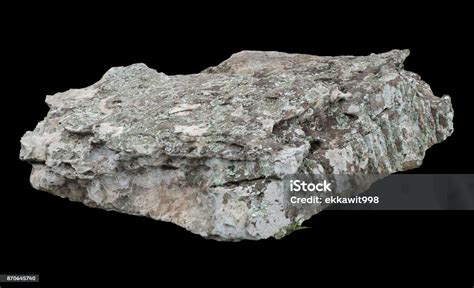 rock isolated  black background stock photo  image