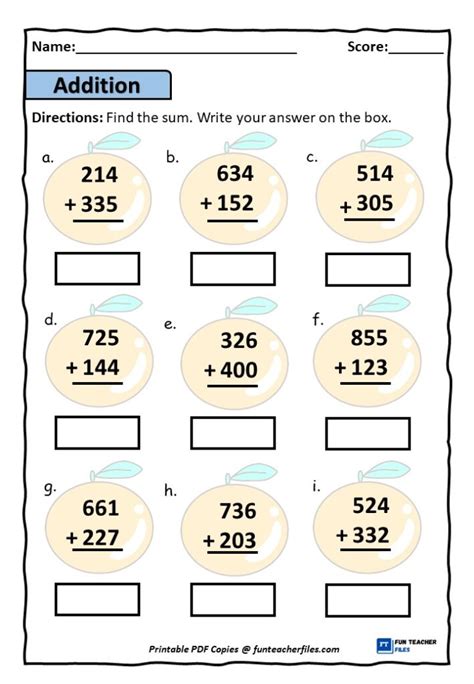 Three Digit Addition Worksheets Without Regrouping Set Fun Teacher