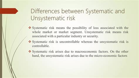 Difference Between Systematic And Unsystematic Risk Ppt