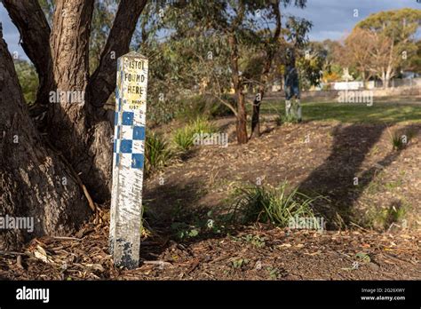 Marker At The Location In Glenrowan Where A Pistol From Ned Kellys