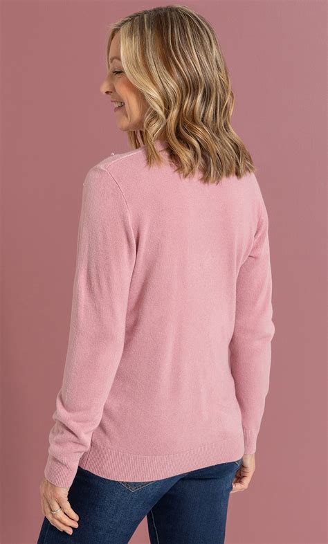 Anna Rose Crew Neck Knitted Jumper In Pink Klass