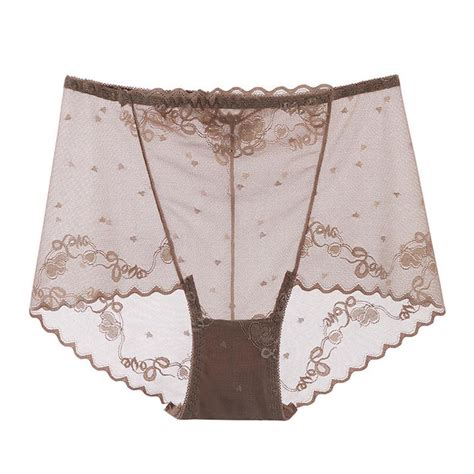 Женские трусы, бесшовные сексуальные кружевные трусики с высокой талией ...