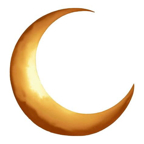 Islamic Golden Crescent Moon Isolated Hand Drawn Painting Illustration