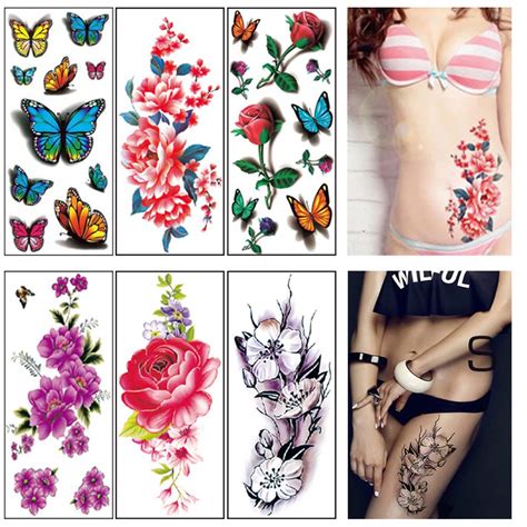 Tatuajes Temporales De Flores Para Mujeres Y Adultos Tatuaje De Rosa