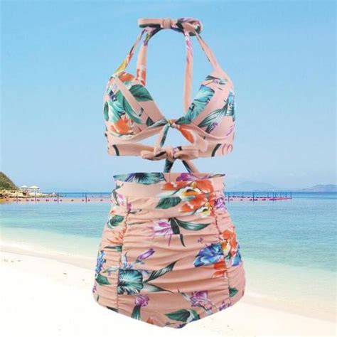 High Waist Bathing Suit Plus Size Swimwear Push Up Bikini Set Retro Beach Wear On Luulla