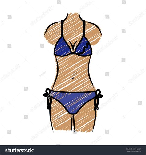 Color Pencil Drawing Woman Bikini Dark Stock Vector Royalty Free Shutterstock