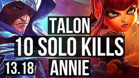 TALON Vs ANNIE MID 10 Solo Kills 1 8M Mastery 700 Games Godlike