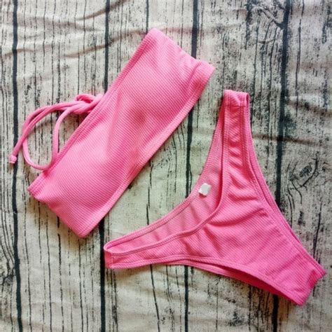Bikini damskie P240 różowy S Lunzo pl