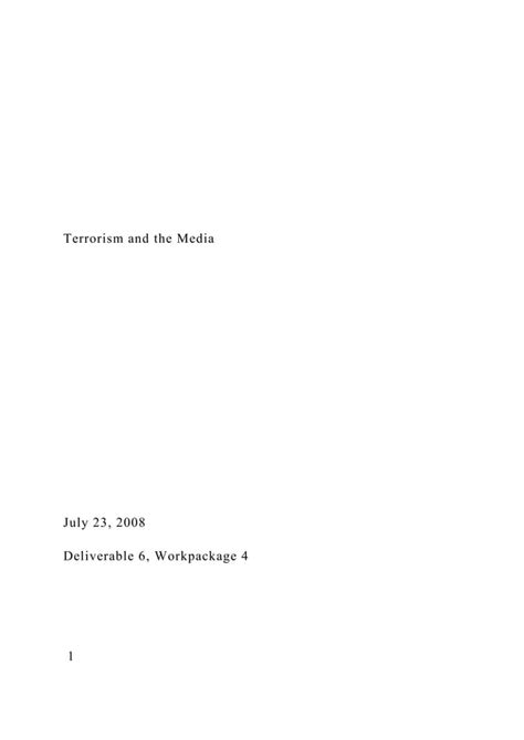 Terrorism And The Media Docx