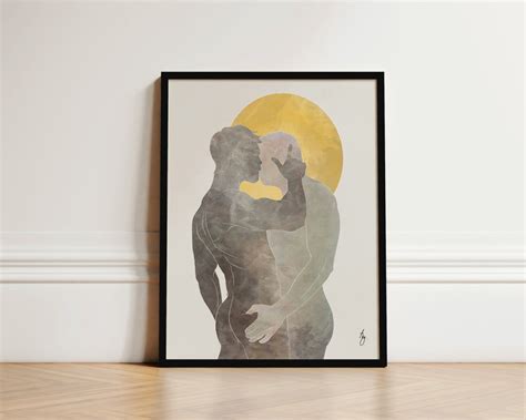 Minimalist Gay Art Print Gay Male Painting Framed Gay Art Gay Couple Print Black And White Gay