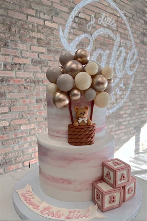 Teddy Bear Hot Air Balloon Baby Shower Cake