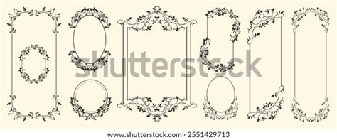 vintage floral frame set decorative elegant stock vector royalty