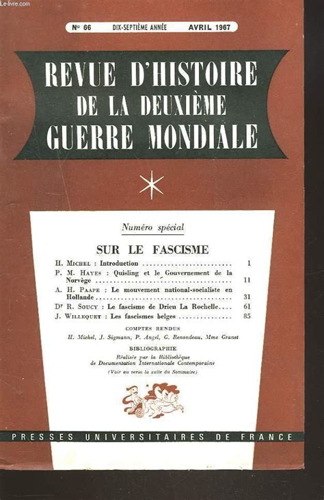 Revue D Histoire De La Deuxieme Guerre Mondiale N Avril Sur