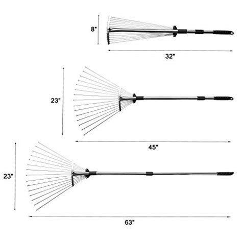 Gonicc 63 Inch Professional Adjustable Garden Leaf Rake Expanding