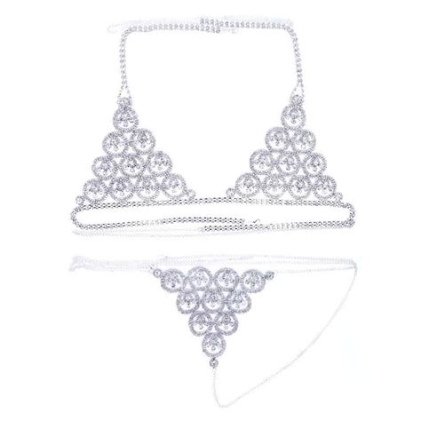 Rhinestone Crystal Body Harness Chest Chain Mesh Lingerie Bikini Set Buy Rhinestone Body Chest