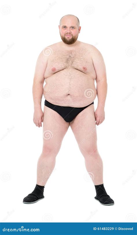 Naked Overweight Man With Big Belly Front View Stock Image Image Of Problem Eating