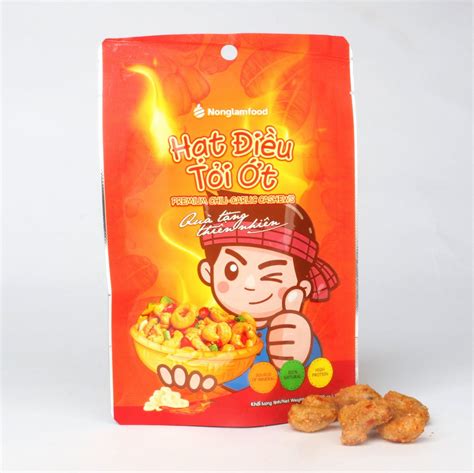 Hạt điều Tỏi ớt Nonglamfood Túi 45g Premium Chili Garlic Cashews