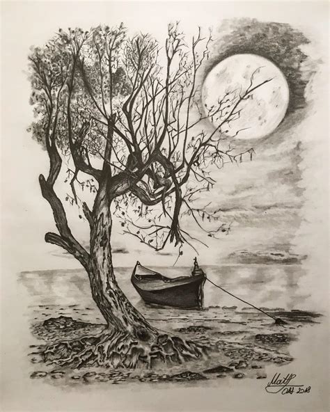 Moon Pencil Drawing at PaintingValley.com | Explore collection of Moon ...