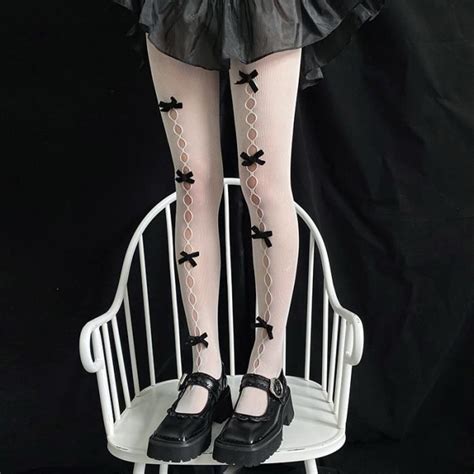 Noir Arc Beige Collants En Dentelle Pour Femmes Lingerie Sexy Style Japonais Lolita Kawaii