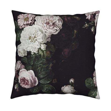 Dark Floral Throw Pillow Vintage Roses By Etienne Vintage Etsy