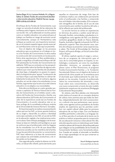 Pdf Fondos De Conocimiento Familiar E Intervenci N Educativa