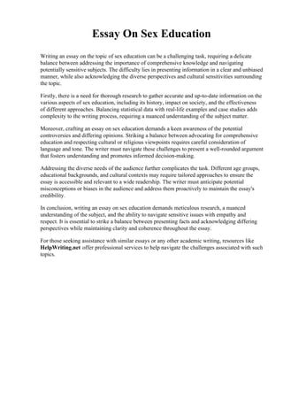 Essay On Sex Education Pdf