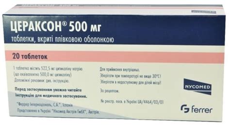 Цераксон таблетки по 500 мг, 20 шт.: інструкція, ціна, відгуки, аналоги ...