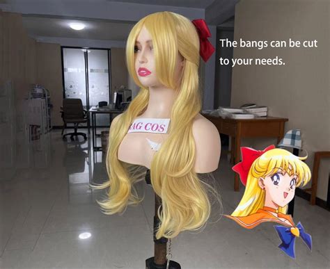 Wig Cosplay Wig Sailor Venus Wig Blonde Wig Long Wavy Wig With Etsy