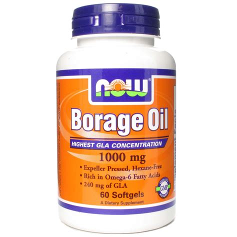 Now Borage Oil 1000 mg 240 mg GLA 60 Softgels Πωρίας