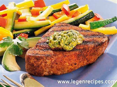 Grilled Tuna with Cilantro-Avocado Butter - Legendary Recipes