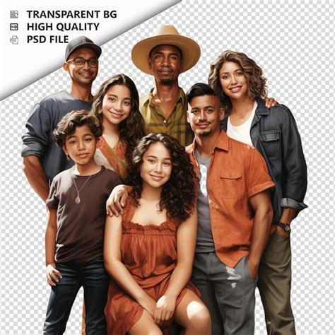 Familia Latina Pobre Estilo Ultra Realista Fondo Blanco Archivo Psd Premium