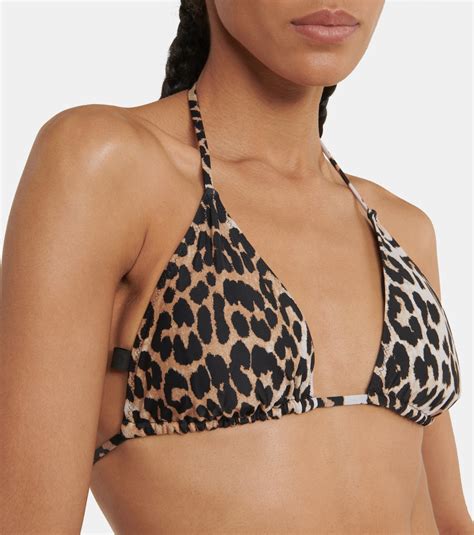 Leopard Print Bikini Top In Brown Ganni Mytheresa