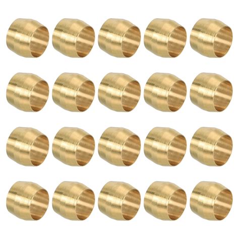 Uxcell 1 4 Id Compression Sleeve Ferrules 20pcs Brass Sleeve Ferrules Compression Fitting