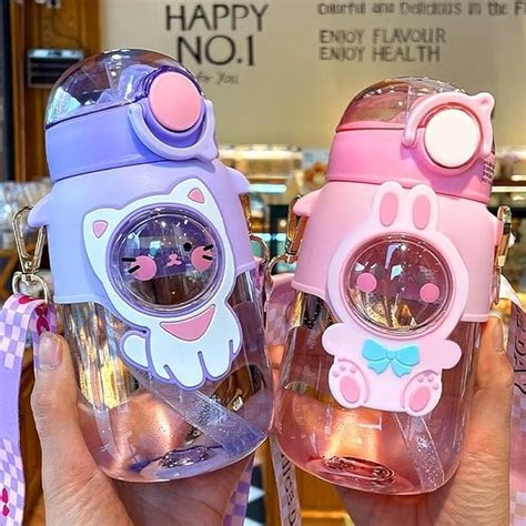 Amazon Ultipricce Kawaii Bear Straw Water Bottle With Shoulder