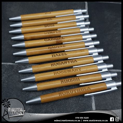 Engraved Bamboo Wood Pens Rustic Worx