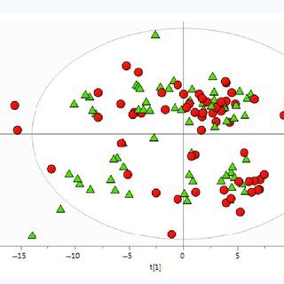 Pca Score Plot Of The First Two Principal Components T And T Of