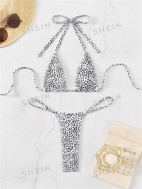 SHEIN Swim SXY Conjunto De Bikini Sexy Con Tirantes Y Estampado